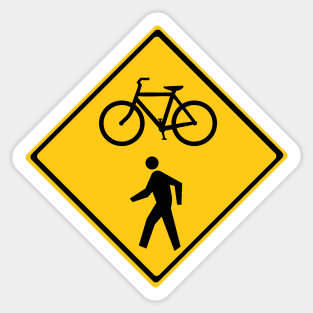 A Road Bicycle and Pedestrians Warning Sign Sticker